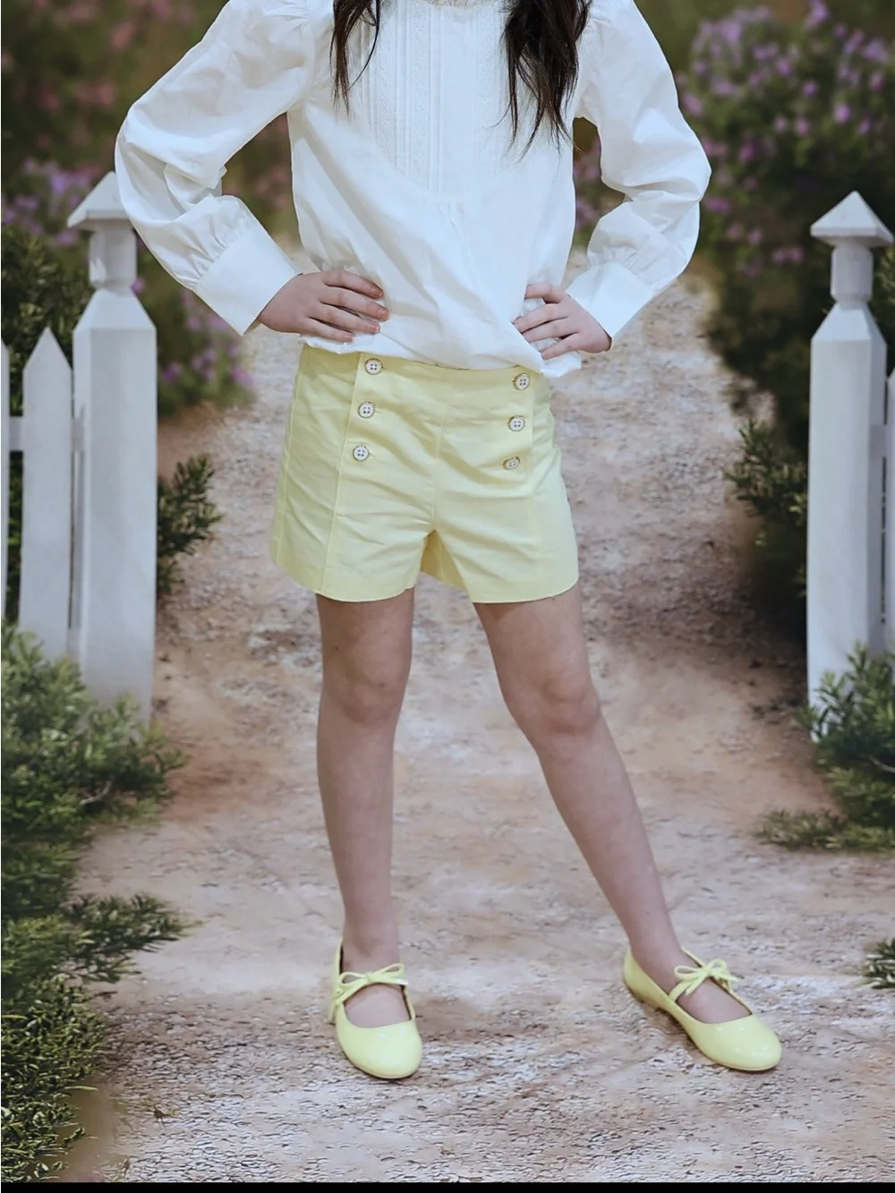Janie and Jack Pale Yellow Bow Mary Jane Flats for Kids